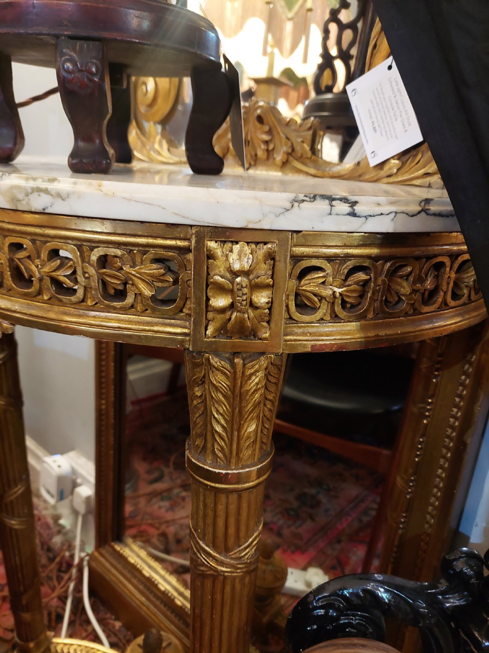 French Louis XVI Style Giltwood & Gesso Pier Glass & Console Table View V
