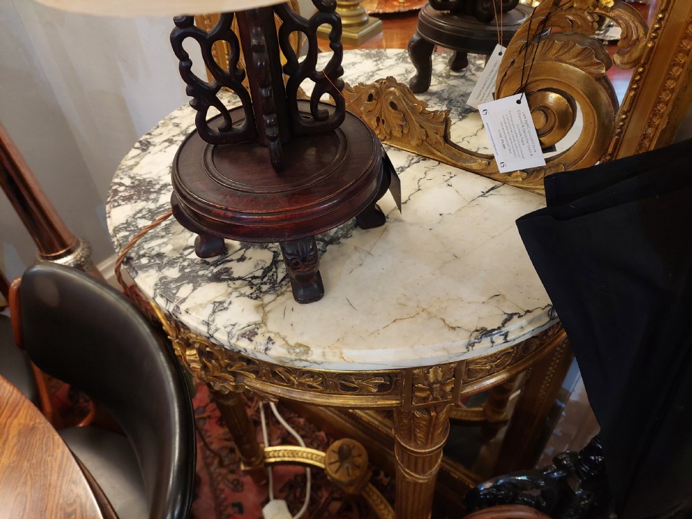 French Louis XVI Style Giltwood & Gesso Pier Glass & Console Table View VI
