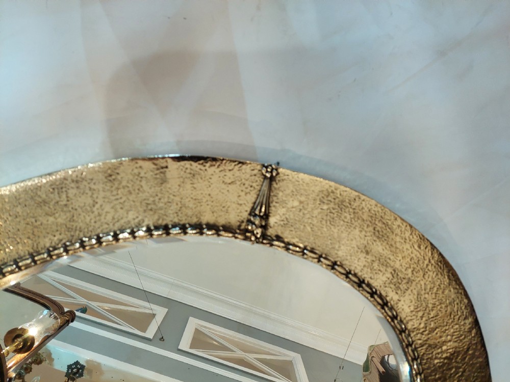 Oval Arts & Crafts Brass Wall Mirror View III