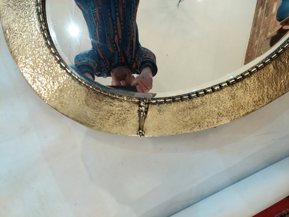 Oval Arts & Crafts Brass Wall Mirror View VI