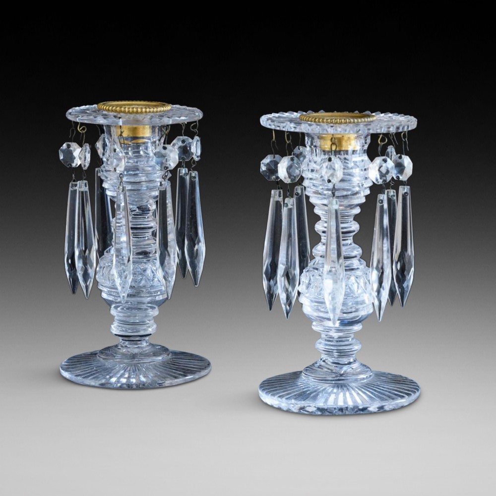Pair of Victorian Cut Glass and Crystal Drop Lustres 