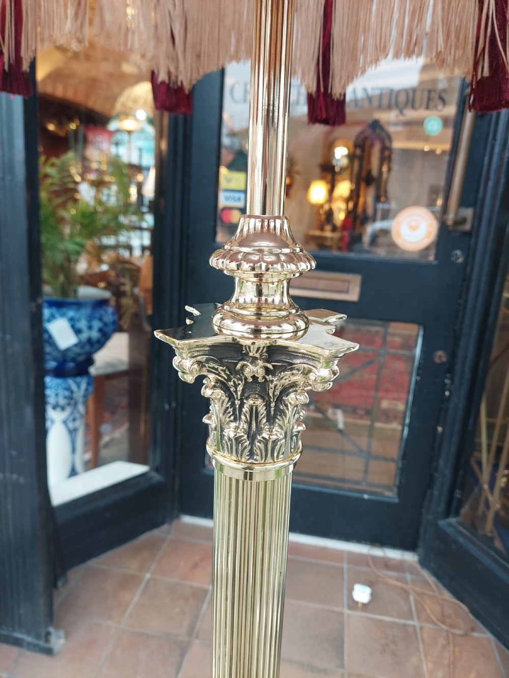 Victorian Brass Corinthian Column Standard Oil Lamp View II