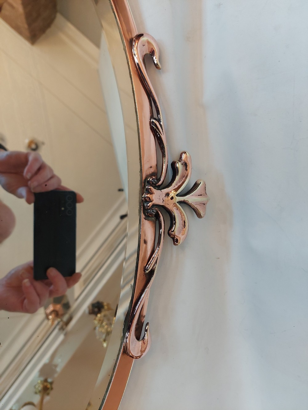 Early 20thC Copper Plated Brass Art Nouveau Mirror View II