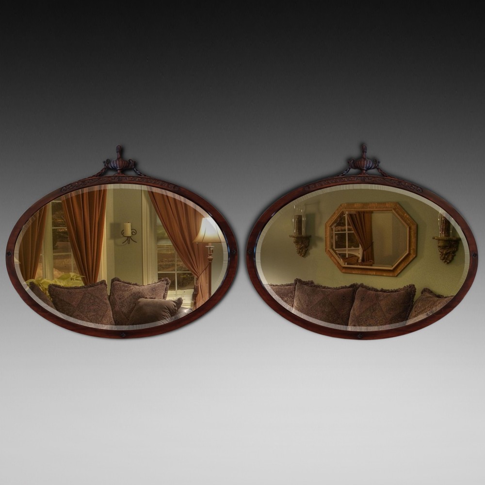 Pair of Edwardian Mahogany Adam Style Mirrors