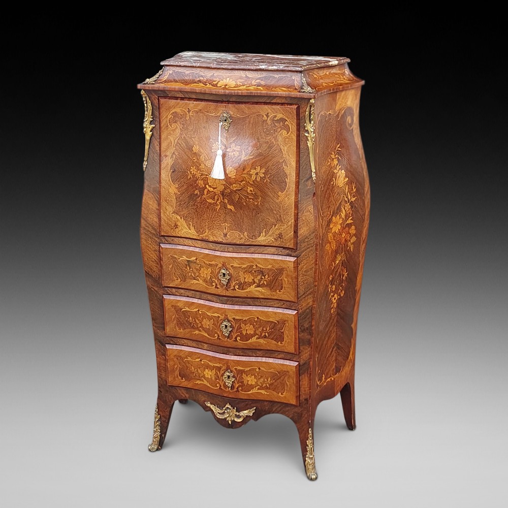 19thC French Kingwood and Marquetry Secrataire a Abattant