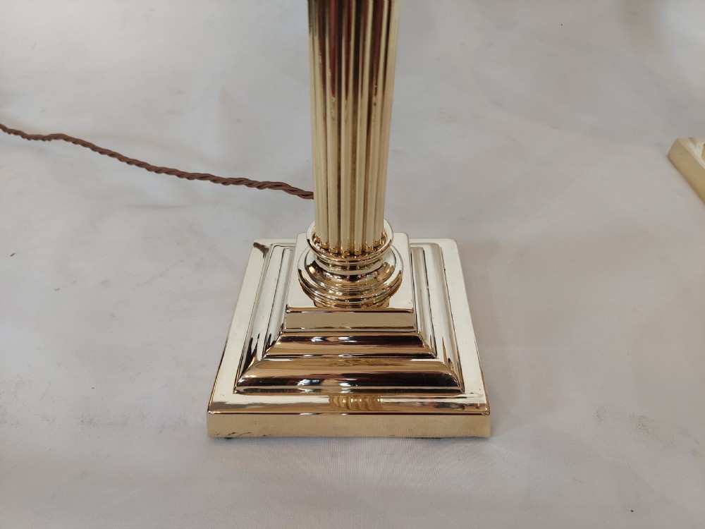 Victorian Table Oil Lamp on Brass Corinthian Column View IV