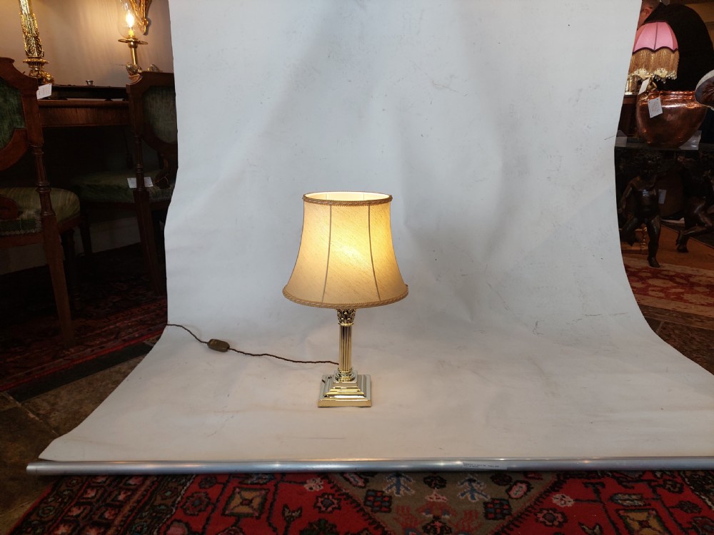 Victorian Table Oil Lamp on Brass Corinthian Column View VI