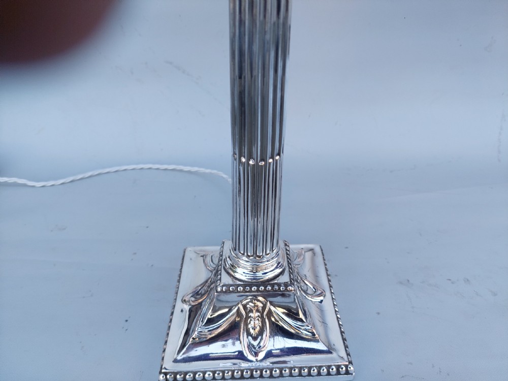 Pair of Late 19thC Silver Plated Corinthian Column Candlesticks View III