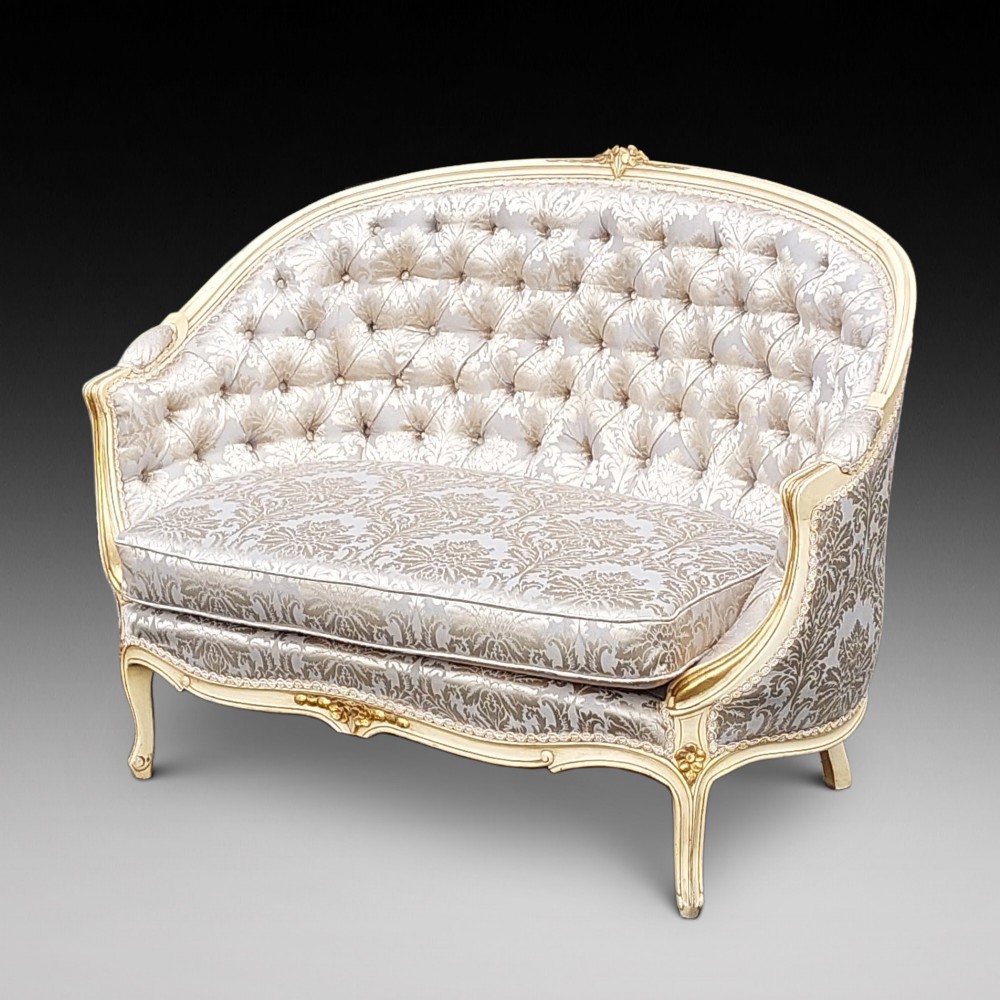Late 19thC Continental Gilded & Painted 2-Seater Settee