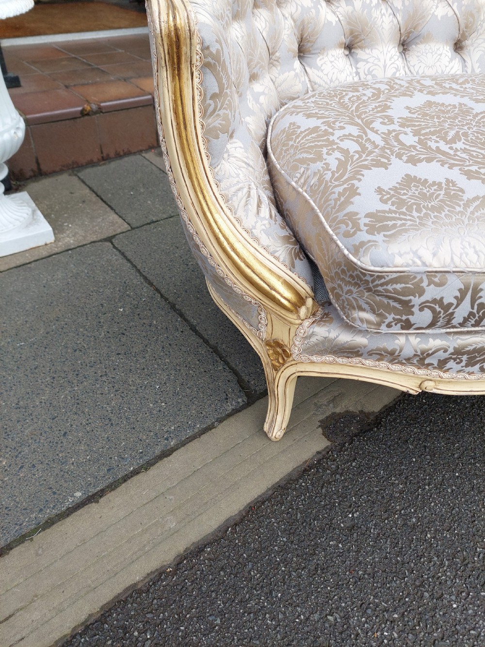 Late 19thC Continental Gilded & Painted 2-Seater Settee View VI