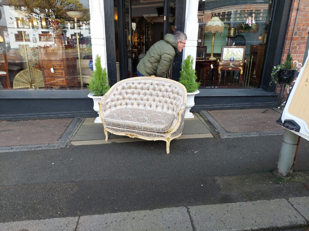 Late 19thC Continental Gilded & Painted 2-Seater Settee View IX