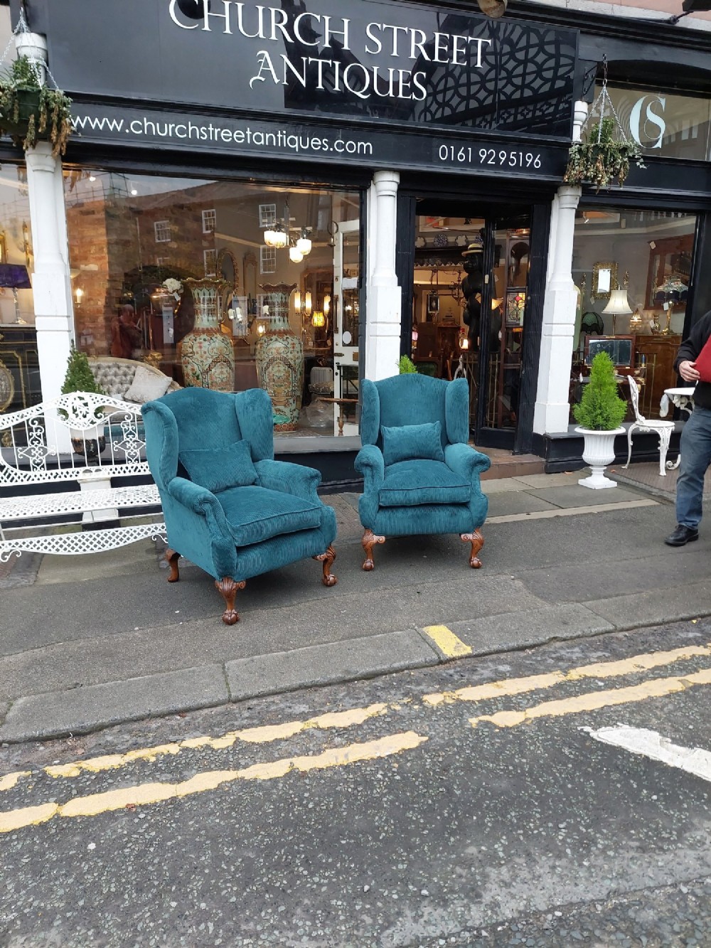 Pair of Late 19thC Chippendale Revival Wing Arm Chairs View III