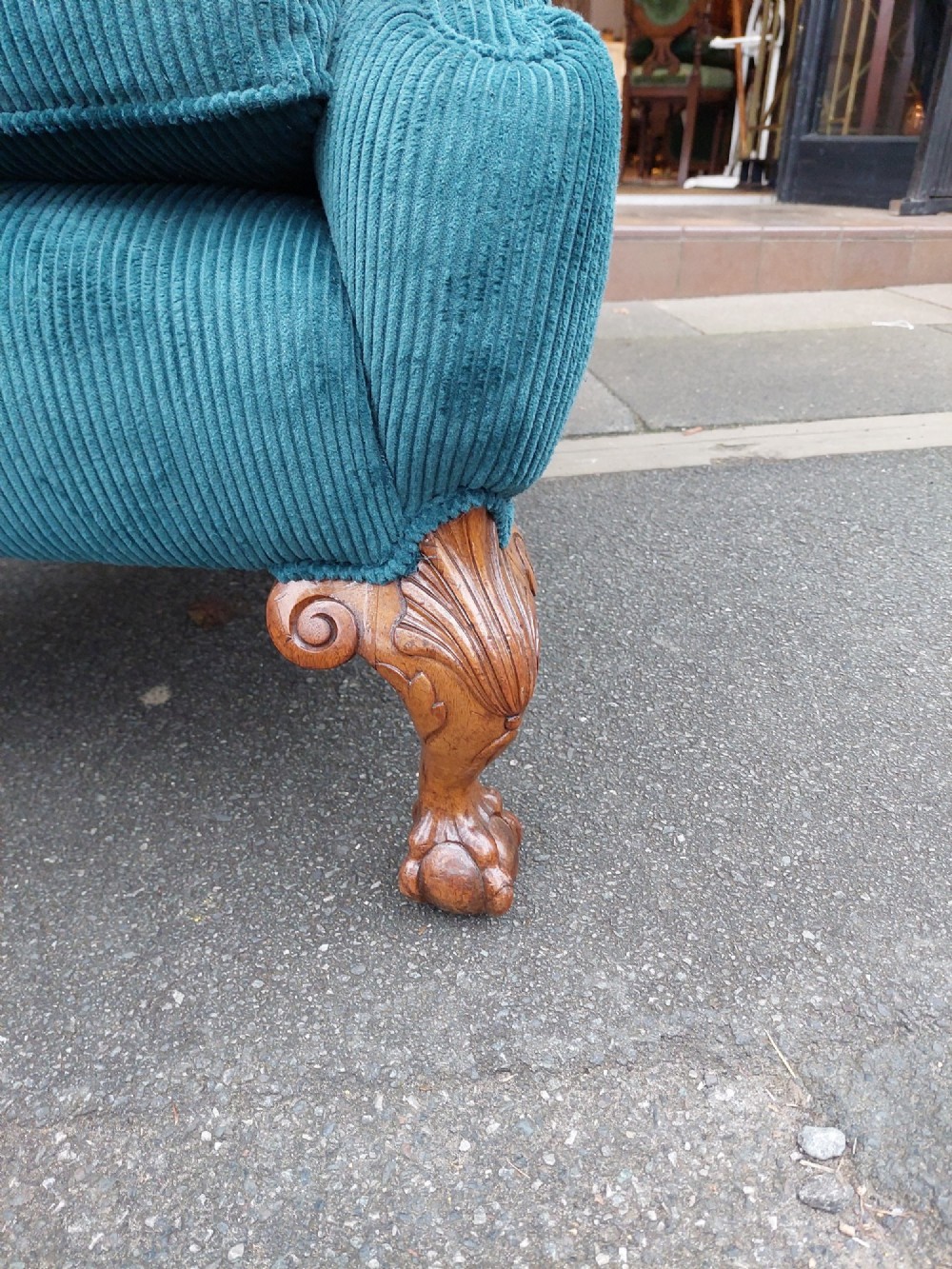 Pair of Late 19thC Chippendale Revival Wing Arm Chairs View IV