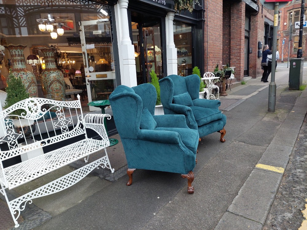 Pair of Late 19thC Chippendale Revival Wing Arm Chairs View VI
