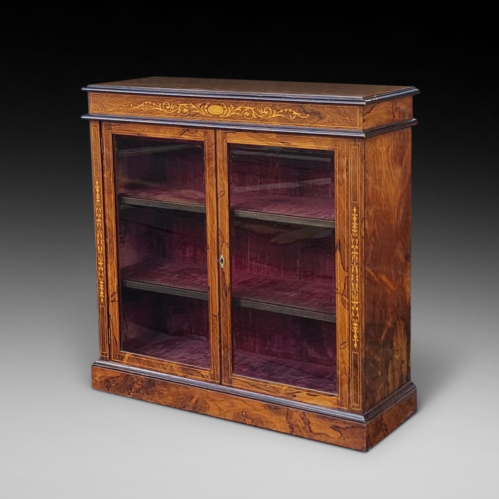 Edwardian Rosewood Inlaid Glazed Bookcase