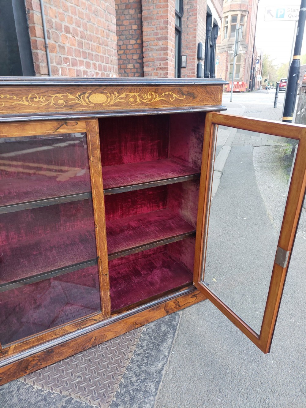 Edwardian Rosewood Inlaid Glazed Bookcase View IX