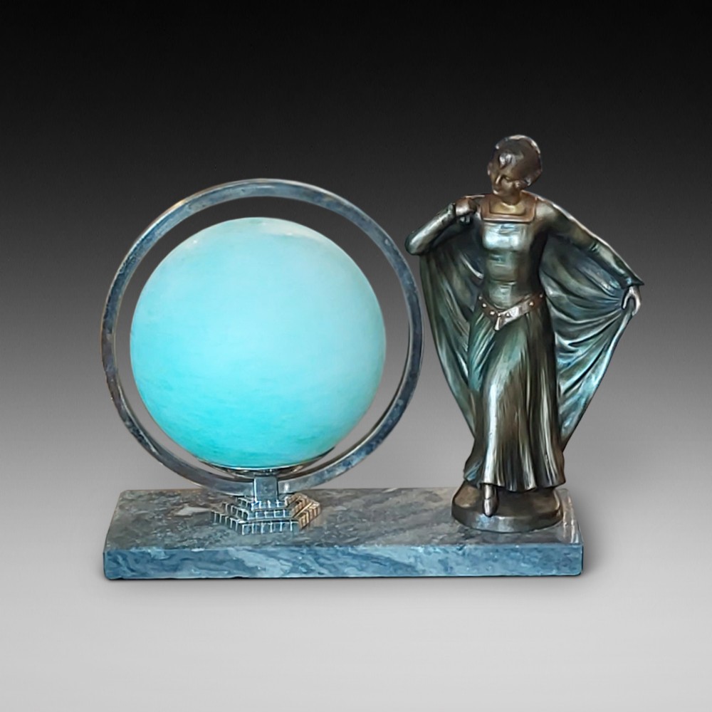Art Deco Spelter Figural Table Lamp