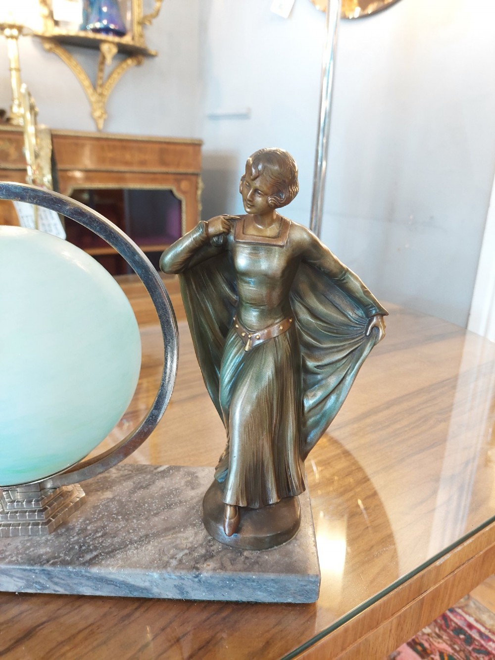 Art Deco Spelter Figural Table Lamp View IV