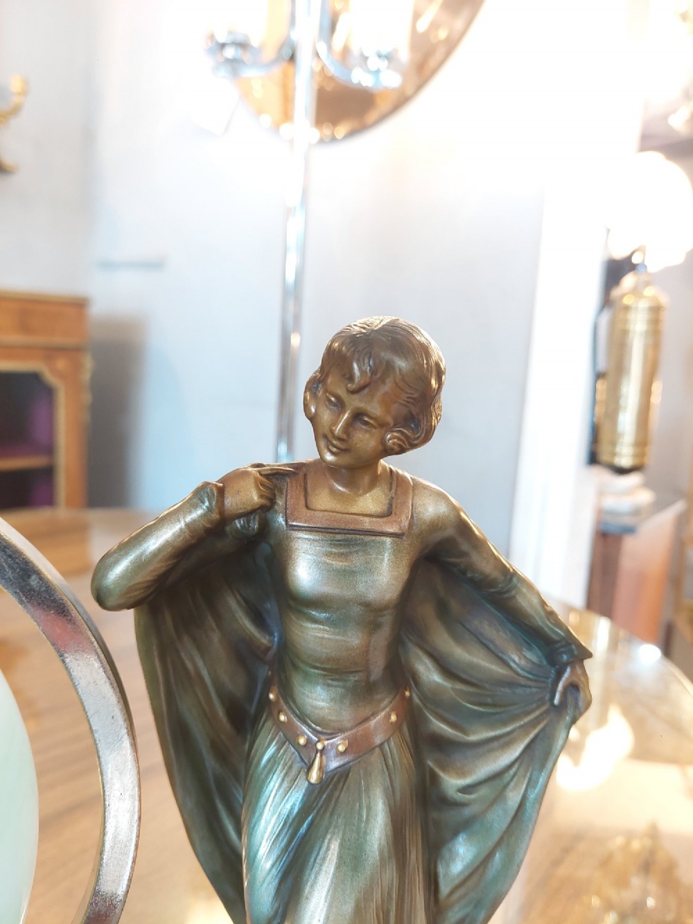 Art Deco Spelter Figural Table Lamp View V