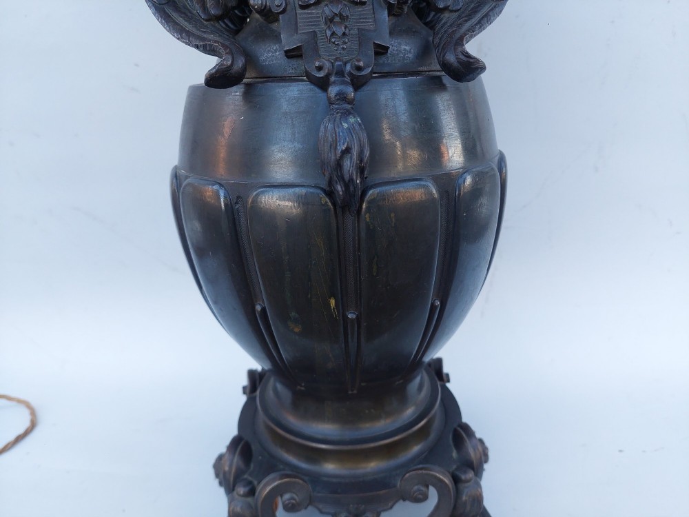 Large 19thC Bronze - Converted to a Table Lamp View V