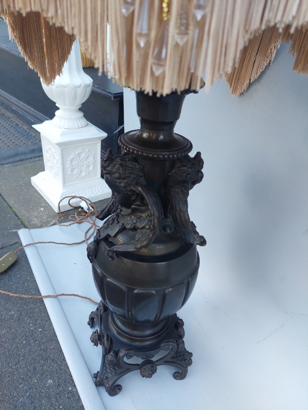 Large 19thC Bronze - Converted to a Table Lamp View VI