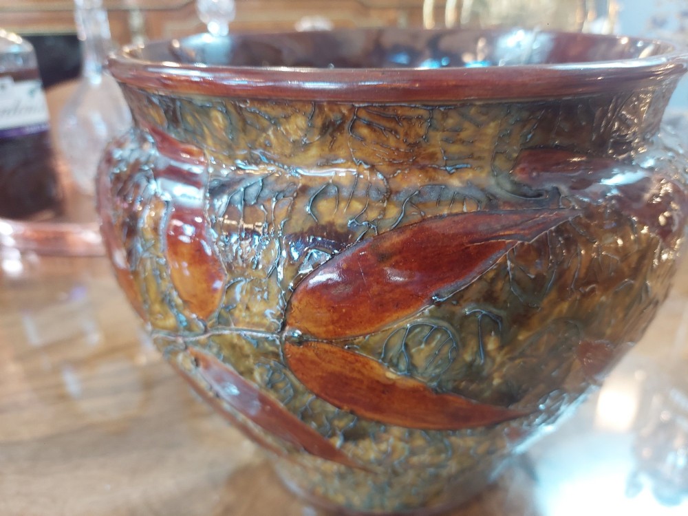 Late 19thC Royal Doulton Lambeth Stoneware Jardiniere View V