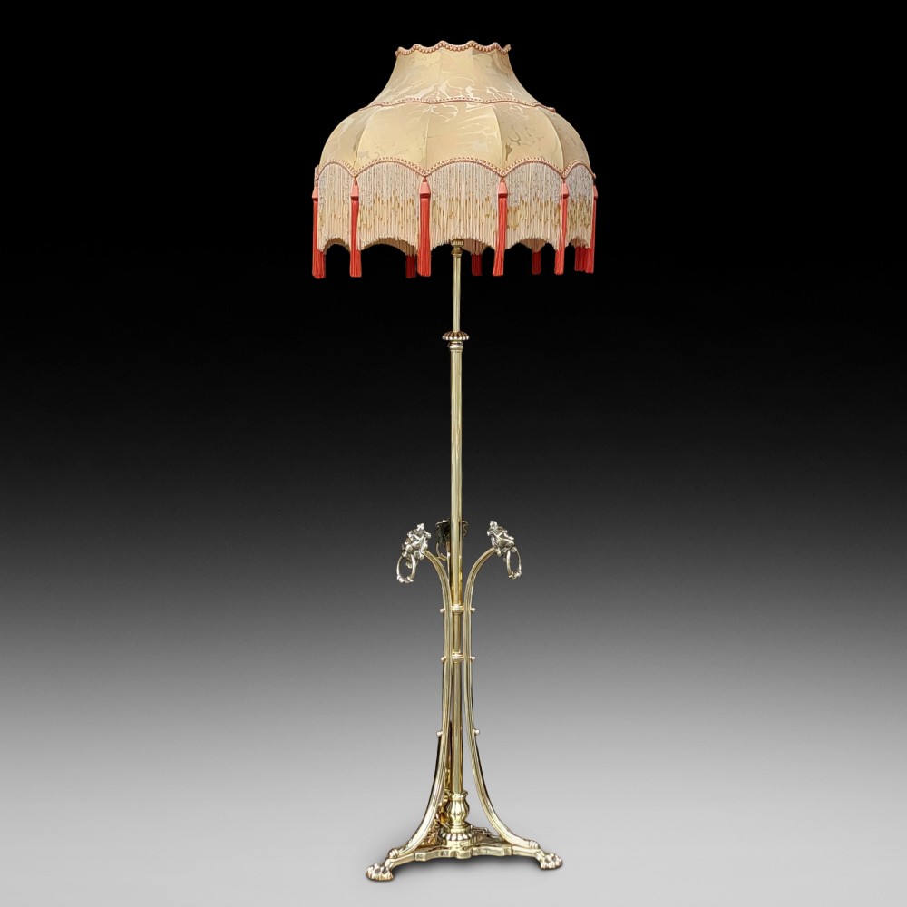 Victorian Brass Adjustable Standard Oil Lamp