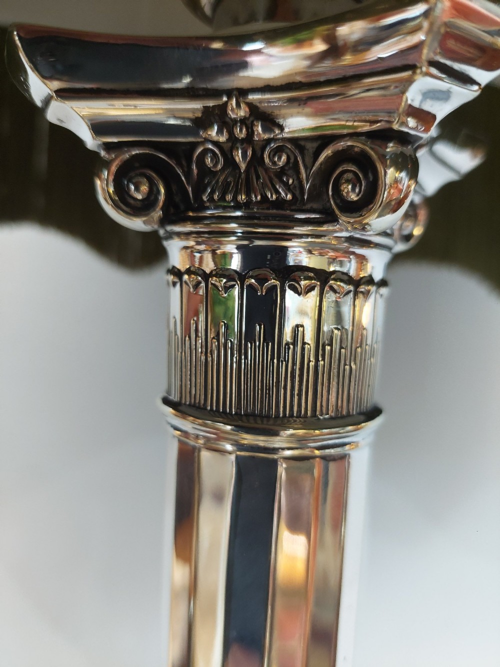 Art Deco Silver Plated  Corinthian Column Table Lamp View VII