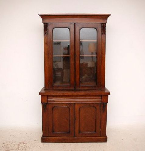 Antique Victorian Walnut Two Section Bookcase