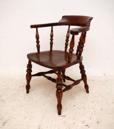 Antique Victorian Solid Elm Captains Chair