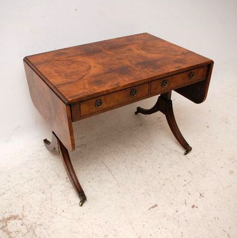 Antique Edwardian Burr Walnut Sofa Table