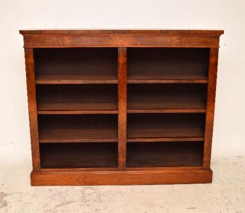 Antique Victorian Burr Walnut Open Bookcase