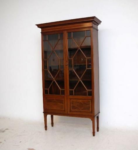 Antique Edwardian Inlaid Mahogany Bookcase