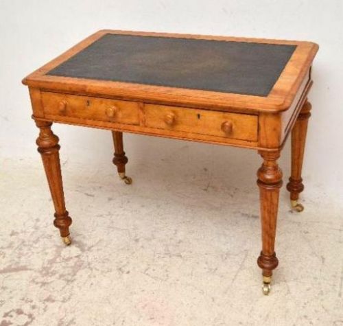 Small Antique William 1v Satin Birch Writing Table / Desk