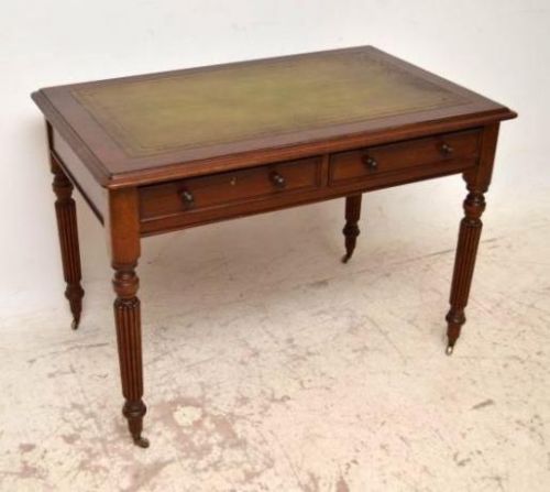 Antique Victorian Mahogany Leather Top Writing Table Desk