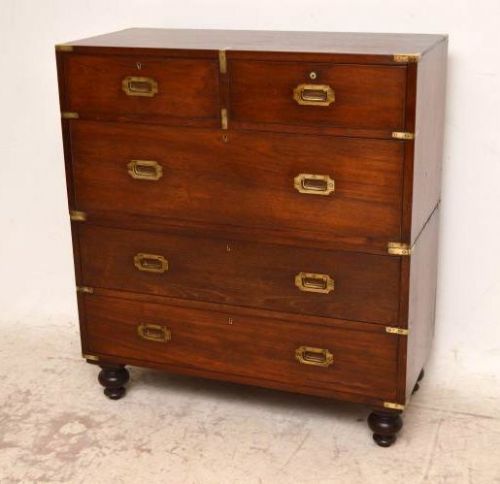 Antique Victorian Colonial Campaign Chest of Drawers