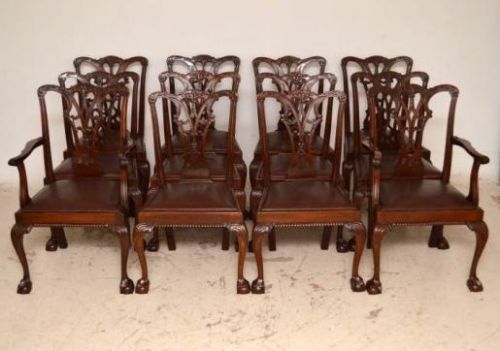 Set of 12 Antique Mahogany Dining Chairs (1880-90'S)