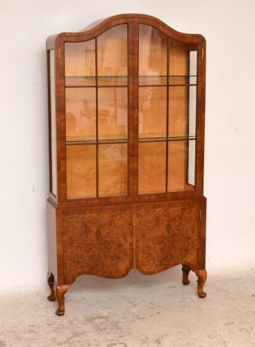 Large Antique Burr Walnut Display Cabinet