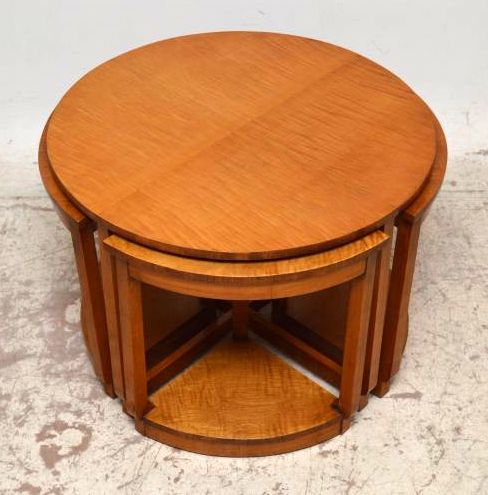 Very Stylish Art Deco Sycamore Circular Nesting Coffee Table