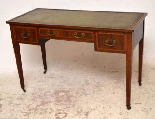 Antique Edwardian Inlaid Mahogany Writing Table / Desk