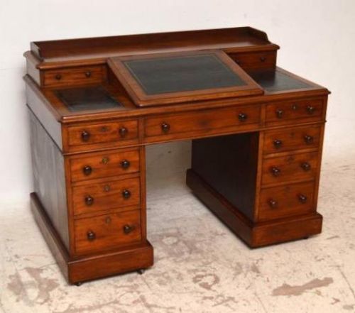 Antique Victorian Mahogany Dickens Pedestal Desk
