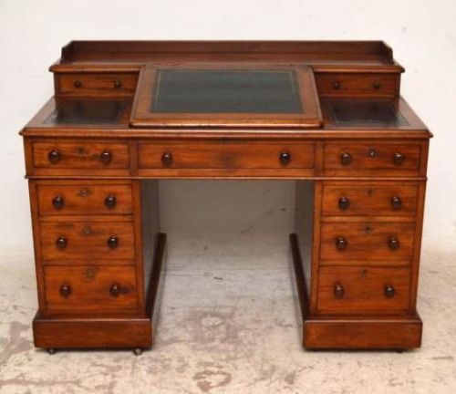fig 1. Antique Victorian Mahogany Dickens Pedestal Desk