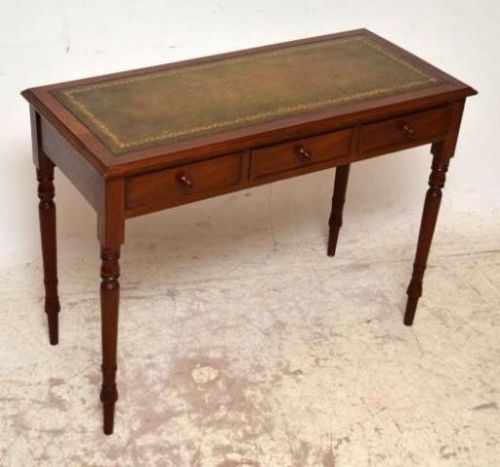 Antique Victorian Mahogany Leather Top Writing Table Desk