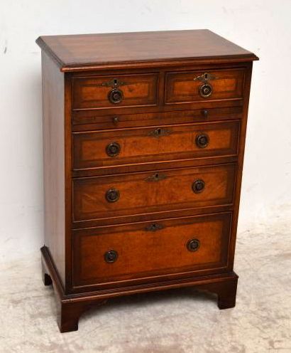 Small Antique Inlaid Walnut Bachelors Chest
