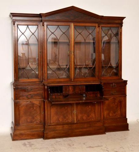 fig 1. Impressive Antique Mahogany Breakfront Secretaire Bookcase