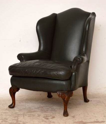 Antique Leather Wing Back Armchair