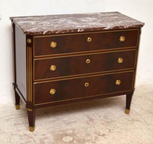 Antique Swedish Mahogany Marble Top Commode