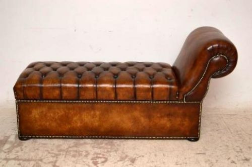 Antique Victorian Leather Ottoman Daybed