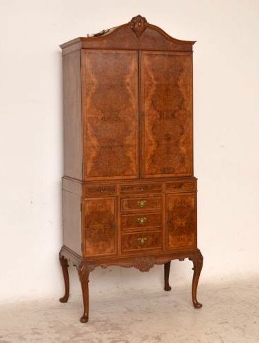 Impressive Antique Burr Walnut Cocktail Cabinet