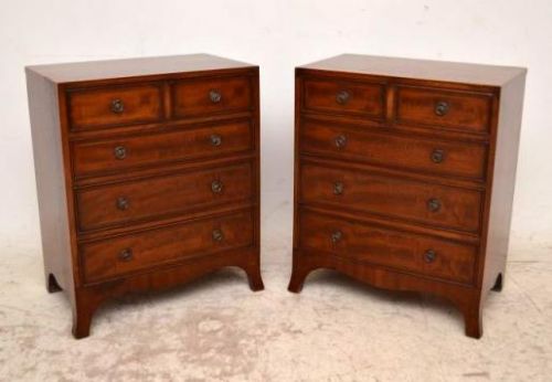 Pair of Antique Sheraton Style Inlaid Mahogany Chest of Drawers